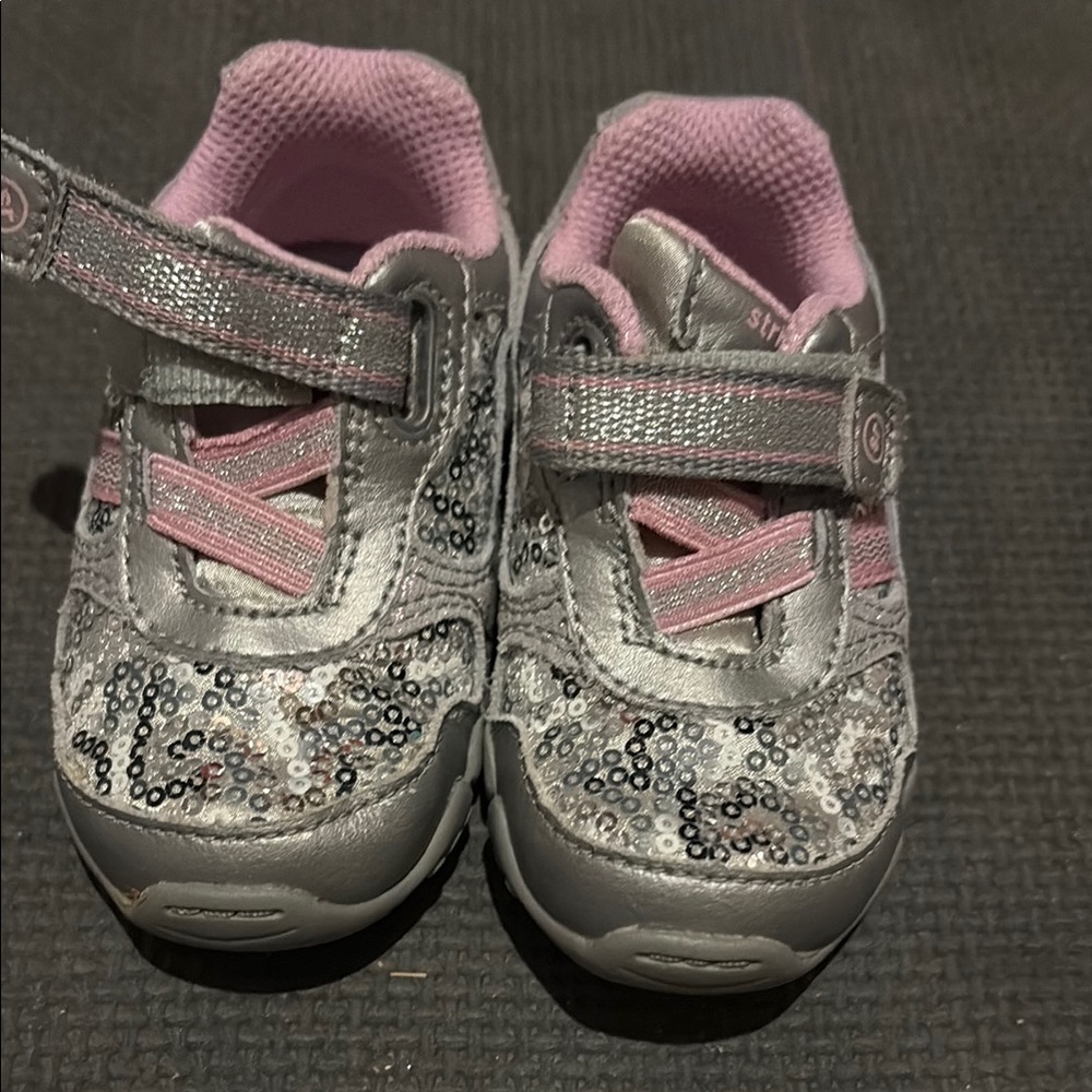 Silver and Pink Kids Stride Rite Shoes